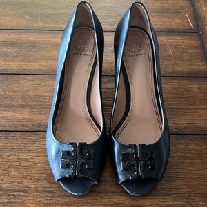 Tory Burch Peep Toe Wedges